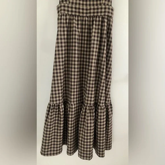 Urban Outfitters Brown Checkered Pinafore Midi Dress - Picture 3 of 9